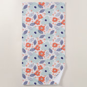 Orange & Blue Modern Blume Pattern Strandtuch (Vorderseite)