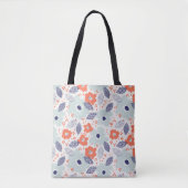 Orange & Blue Modern Blume Pattern Tasche (Vorderseite)