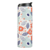 Orange & Blue Modern Blume Pattern Thermosbecher (Nach links gedreht)
