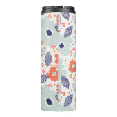 Orange & Blue Modern Blume Pattern Thermosbecher (Rückseite)
