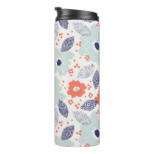 Orange & Blue Modern Blume Pattern Thermosbecher (Nach rechts gedreht)