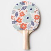 Orange & Blue Modern Blume Pattern Tischtennis Schläger (Vorderseite)