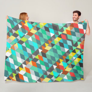 Orange Blue Modern Minze Abstrakt Triangle Pattern Fleecedecke