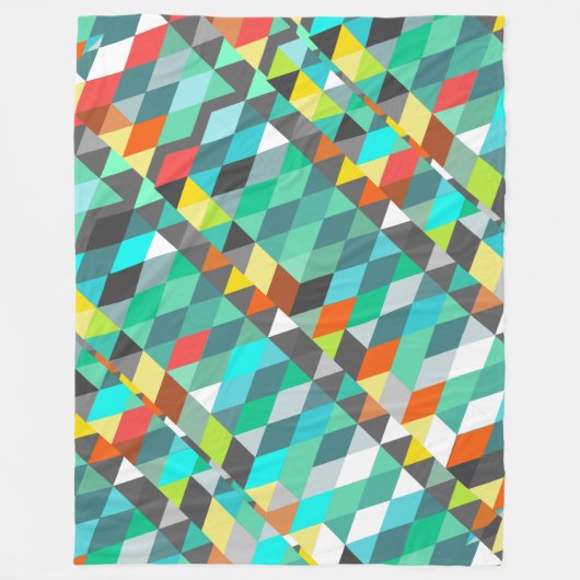 Orange Blue Modern Minze Abstrakt Triangle Pattern Fleecedecke (Vorderseite)