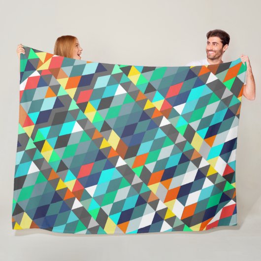 Orange Blue Modern Minze Abstrakt Triangle Pattern Fleecedecke (Beispiel)