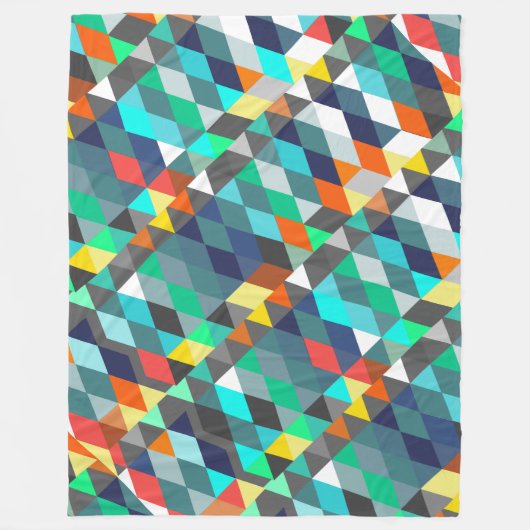 Orange Blue Modern Minze Abstrakt Triangle Pattern Fleecedecke (Vorderseite)
