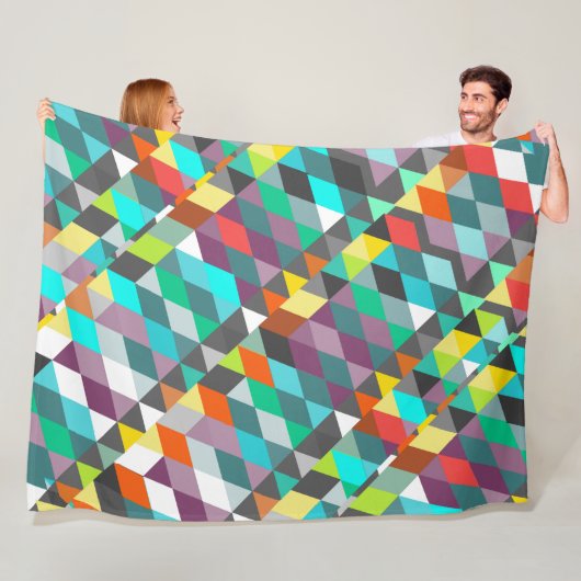 Orange Blue Modern Minze Abstrakt Triangle Pattern Fleecedecke (Beispiel)