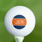 Orange & Blue Monogram Initial Personalisiert Golf Golfball