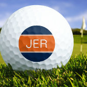 Orange & Blue Monogram Initial Personalisiert Golf Golfball