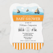 Orange Blue Nautical Baby Dusche Einladung (Vorne/Hinten)
