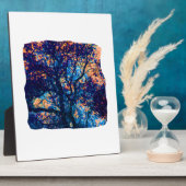 Orange Blue Oak Tree Abstrakt Branch Fotoplatte (Seite)