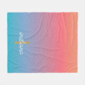 Orange Blue Ombre Modern Monogram Script Fleecedecke (Vorderseite (Horizontal))