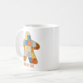 Orange Blue Patchwork Quilt Meeple Brettspiel Kaffeetasse (Vorderseite Links)