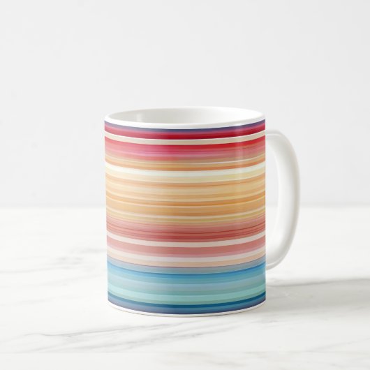 Orange Blue Pattern Lines Kaffeetasse (VorderseiteRechts)
