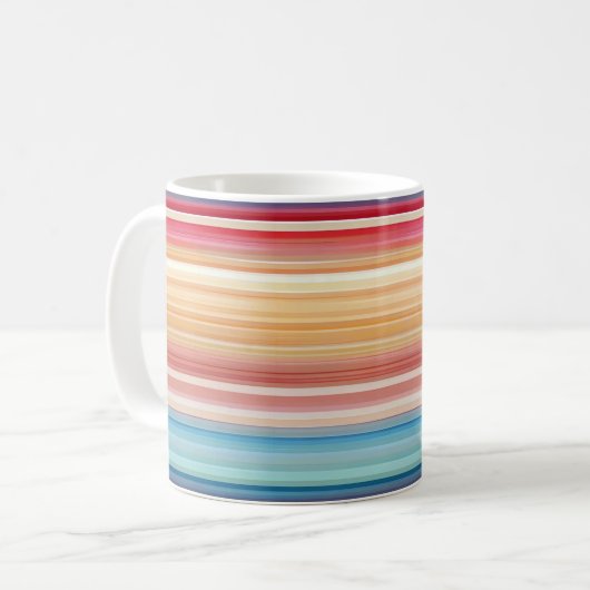 Orange Blue Pattern Lines Kaffeetasse (Vorderseite Links)