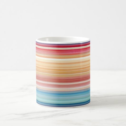 Orange Blue Pattern Lines Kaffeetasse (Mittel)