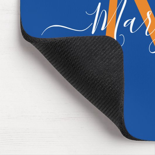 Orange & Blue Personalisiert Monogram Blue Mousepad (Ecke)