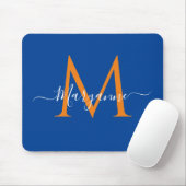 Orange & Blue Personalisiert Monogram Blue Mousepad (Mit Mouse)