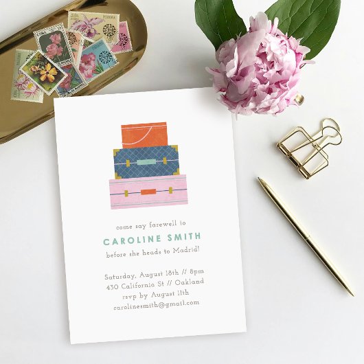 Orange Blue Pink Farewell Party Einladung