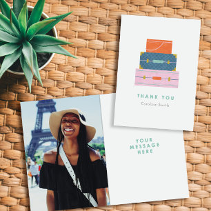 Orange Blue Pink Gepäckaufbewahrung Abschiedskarte Dankeskarte