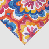Orange Blue Pink Watercolor Retro Groovy Flowers Seidenpapier (Ausschnitt)