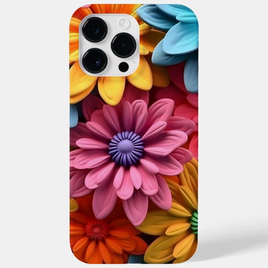 ORANGE BLUE PINK WHITE 3-D SEHEN BLUME Case-Mate iPhone HÜLLE (Rückseite)