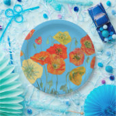 Orange Blue Poppy Blume Musterpapier Party Plate Pappteller (Party)