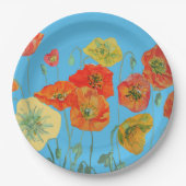 Orange Blue Poppy Blume Musterpapier Party Plate Pappteller (Vorderseite)