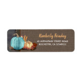 Orange Blue Pumpkins Rustic Fall Party Label (Vorne)