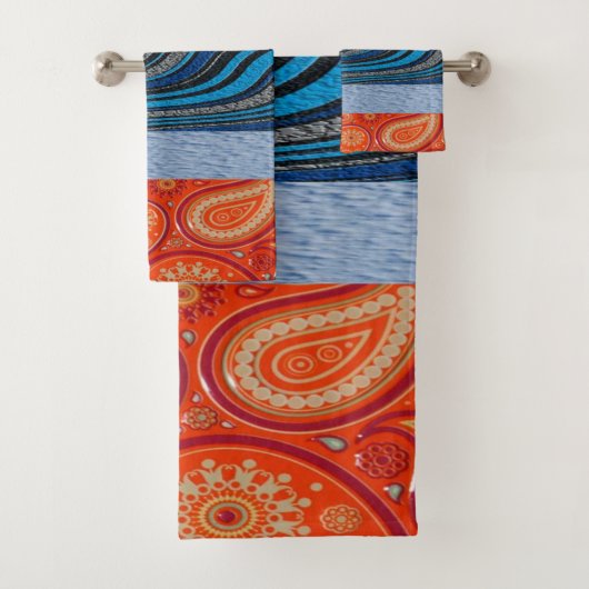 Orange Blue Red Bad Handtuchhalter Set (Insitu)