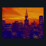 Orange Blue Retro Pop Art New York City Poster<br><div class="desc">New York City Midtown Old Style Image - Vintage New Yorker Kunstwerke</div>