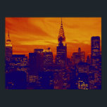 Orange Blue Retro Pop Art New York City Poster<br><div class="desc">New York City Midtown Old Style Image - Vintage New Yorker Kunstwerke</div>