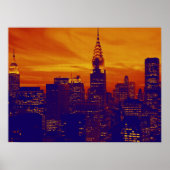 Orange Blue Retro Pop Art New York City Poster (Vorne)