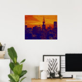 Orange Blue Retro Pop Art New York City Poster (Heimbüro)