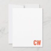 Orange Blue Retro Typography Monogram Initial  Mitteilungskarte (Vorderseite)
