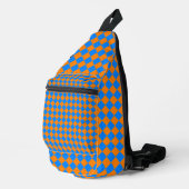 Orange Blue Schachbrett Diamond Pattern Crossbody Bag (Rechte Ecke)