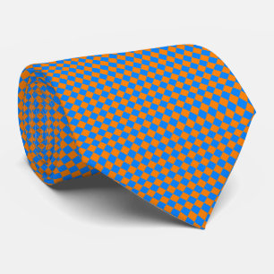 Orange Blue Schachbrett Diamond Pattern Krawatte