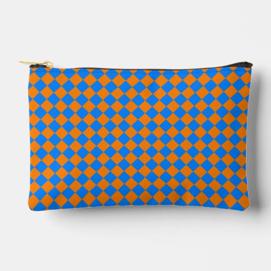 Orange Blue Schachbrett Diamond Pattern Zubehörtasche (Vorderseite)
