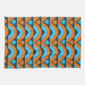 Orange Blue Semi Circle Diamond Geometric Pattern Geschirrtuch (Horizontal)