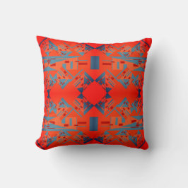 Orange Blue Southwest Look Tribal Art Mosaik Kissen
