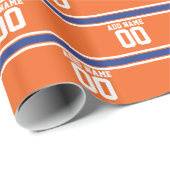 Orange Blue Sports Jersey mit Name und Nummer Geschenkpapier (Rolleneckpunkt)