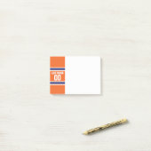 Orange Blue Sports Jersey mit Name und Nummer Post-it Klebezettel (Auf Schreibtisch)
