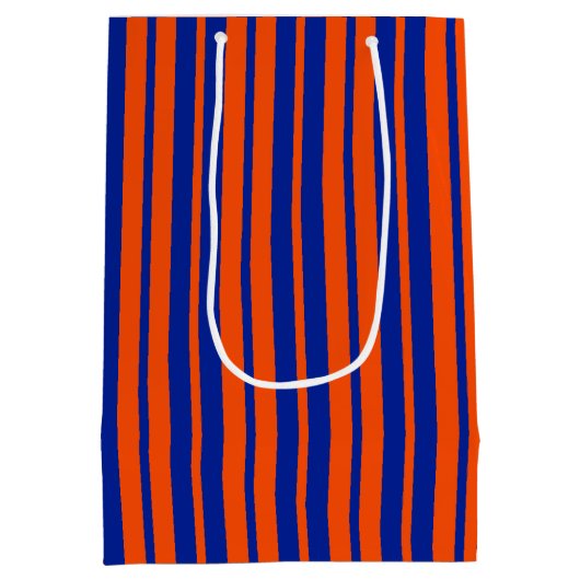Orange Blue Stilelemente Design Streifen Mittlere Geschenktüte (Rückseite)