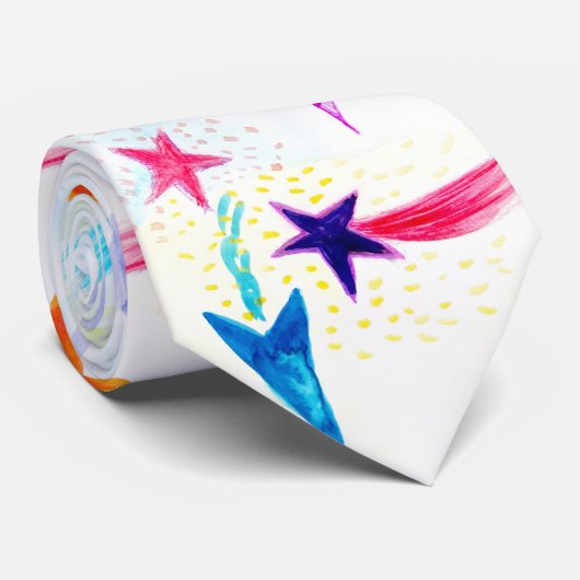 Orange & Blue Stripes Krawatte (Gerollt)