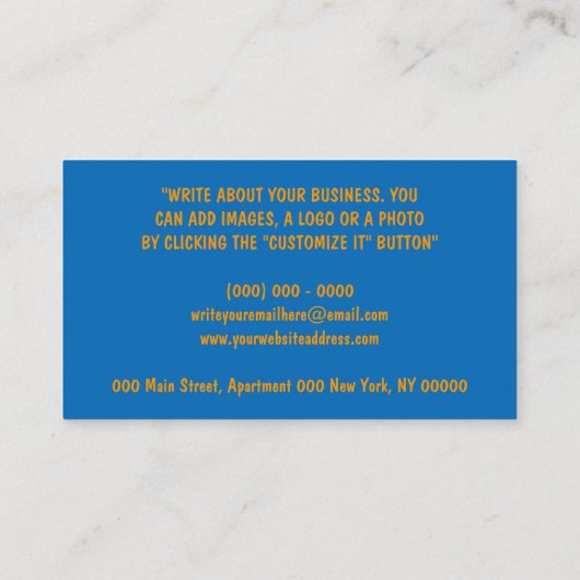 Orange Blue Stroller Baby Sitter Daycare Kinderzim Visitenkarte (Rückseite)