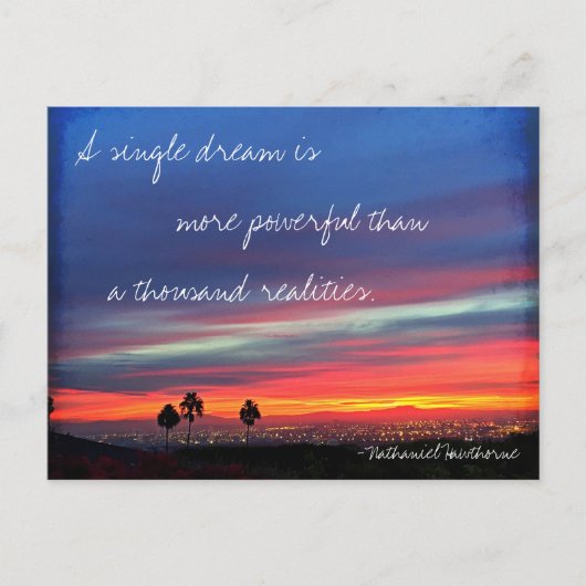 Orange Blue Sunset Single Dream Powerful Quote Postkarte (Vorderseite)
