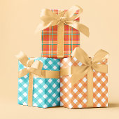 Orange & Blue Tartar kariertes Set im Sommer 3 Geschenkpapier Set