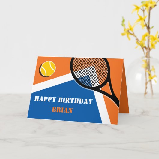 Orange - Blue Tennisplatz - individuell anpassbare Karte (Gelbe Blume)