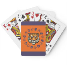 Orange & Blue Tiger Head Playing Cards