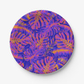 Orange Blue Tropical Palm Blätter Hochzeiten Pappteller (Vorderseite)